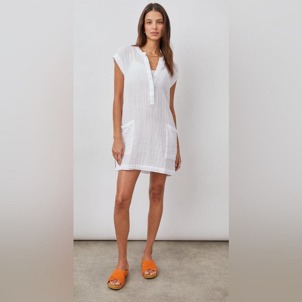 RAILS Shift Dress Womens XS White Bailey Organic Cotton Lightweight Pockets
